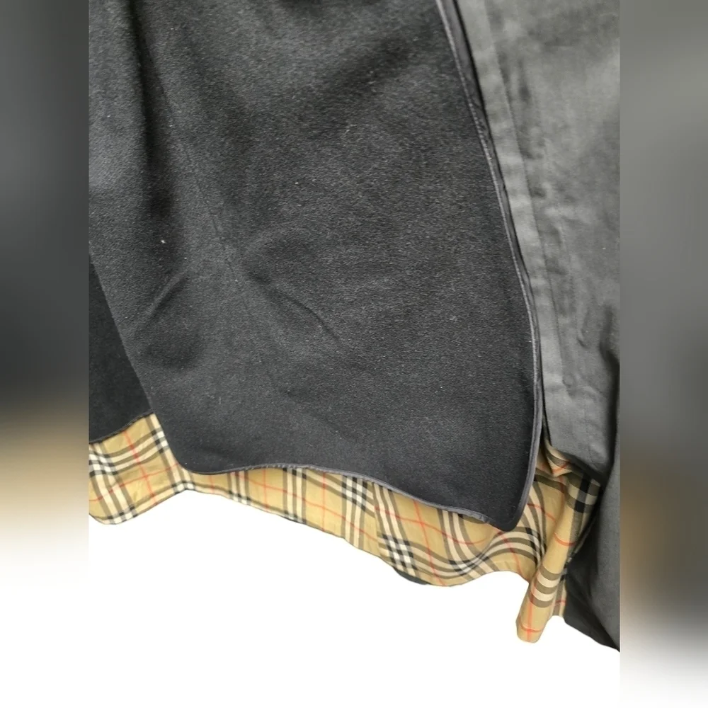 Burberry Trench Coat Women's Long Black Wool Satin lined Sz.4 XLong VINTAGE - Picture 7 of 15
